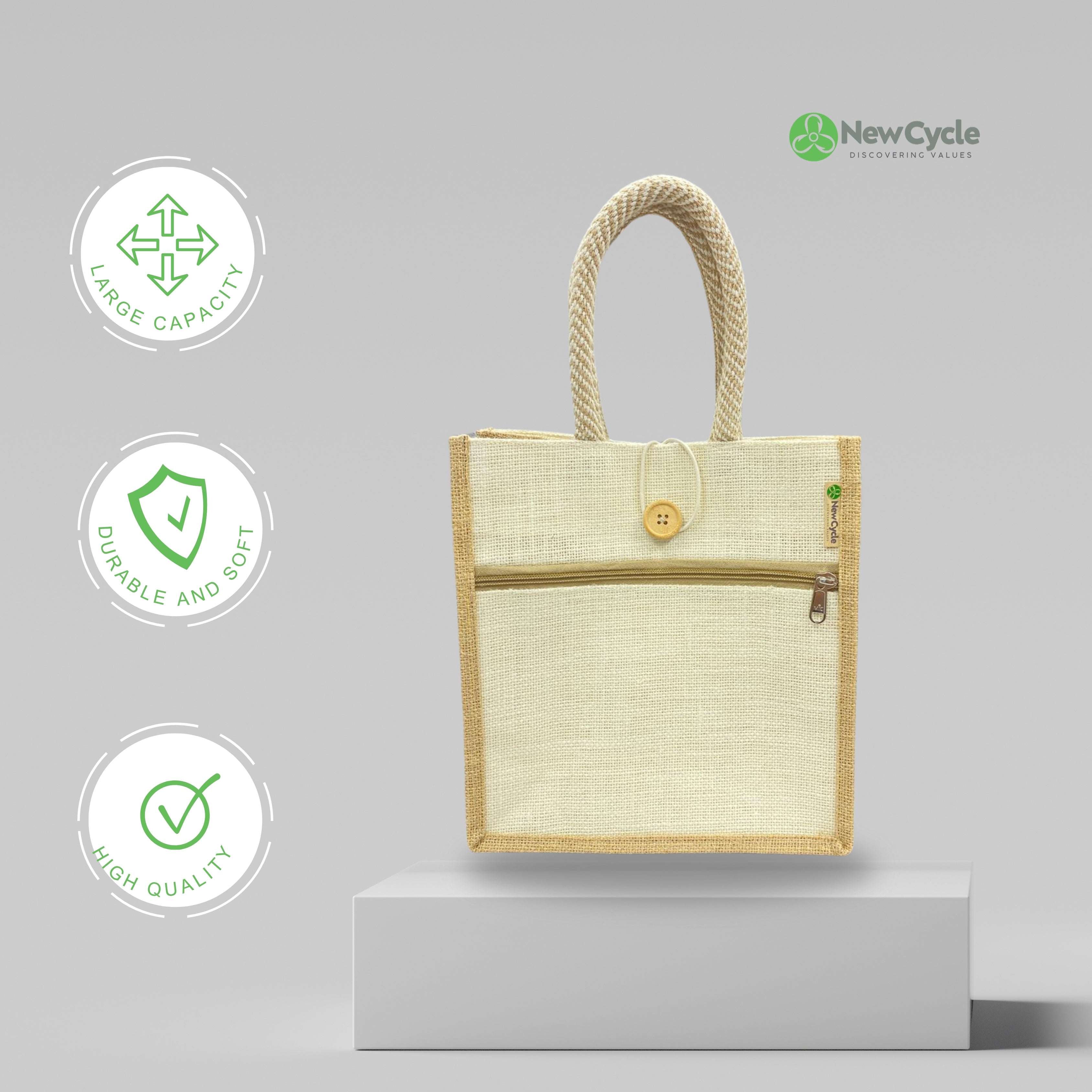 White JUTE BAG SMALL - TIFFIN