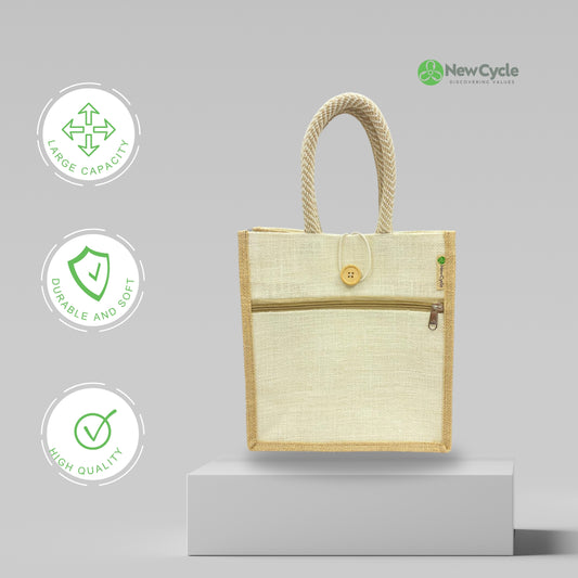 White JUTE BAG SMALL - TIFFIN