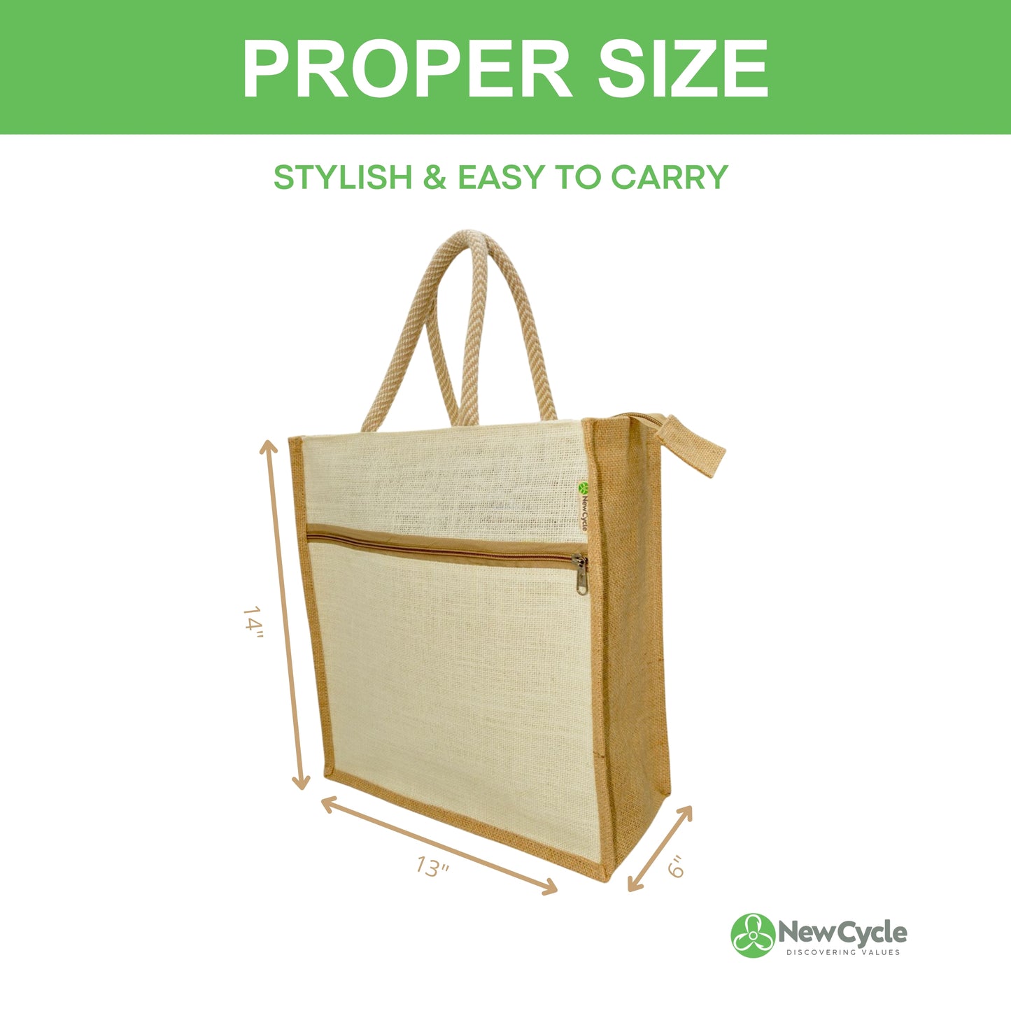 WHITE JUTE BAG MEDIUM – WITH BUTTON  AND POCKET
