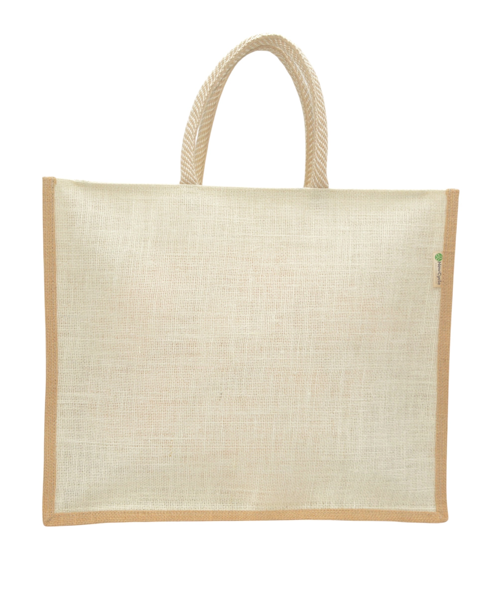 White Large Jute Bag With Zipper