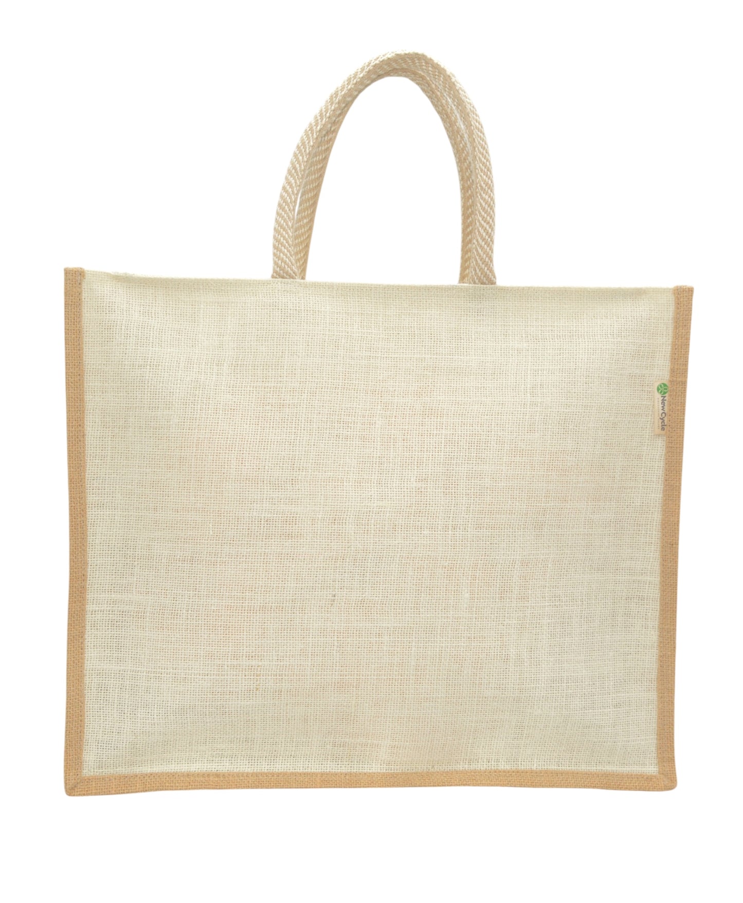 White Large Jute Bag With Zipper